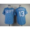 Royals #13 Salvador Perez Light Blue Cool Base Stitched MLB Jersey