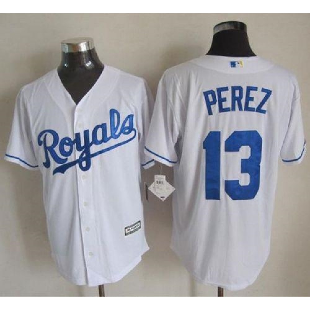 Royals #13 Salvador Perez White New Cool Base Stitched MLB Jersey 1
