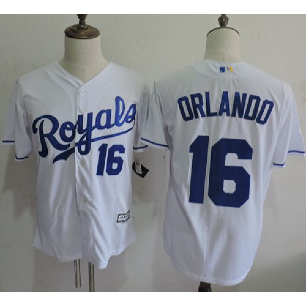 Royals #16 Paulo Orlando White New Cool Base Stitched MLB Jersey 1