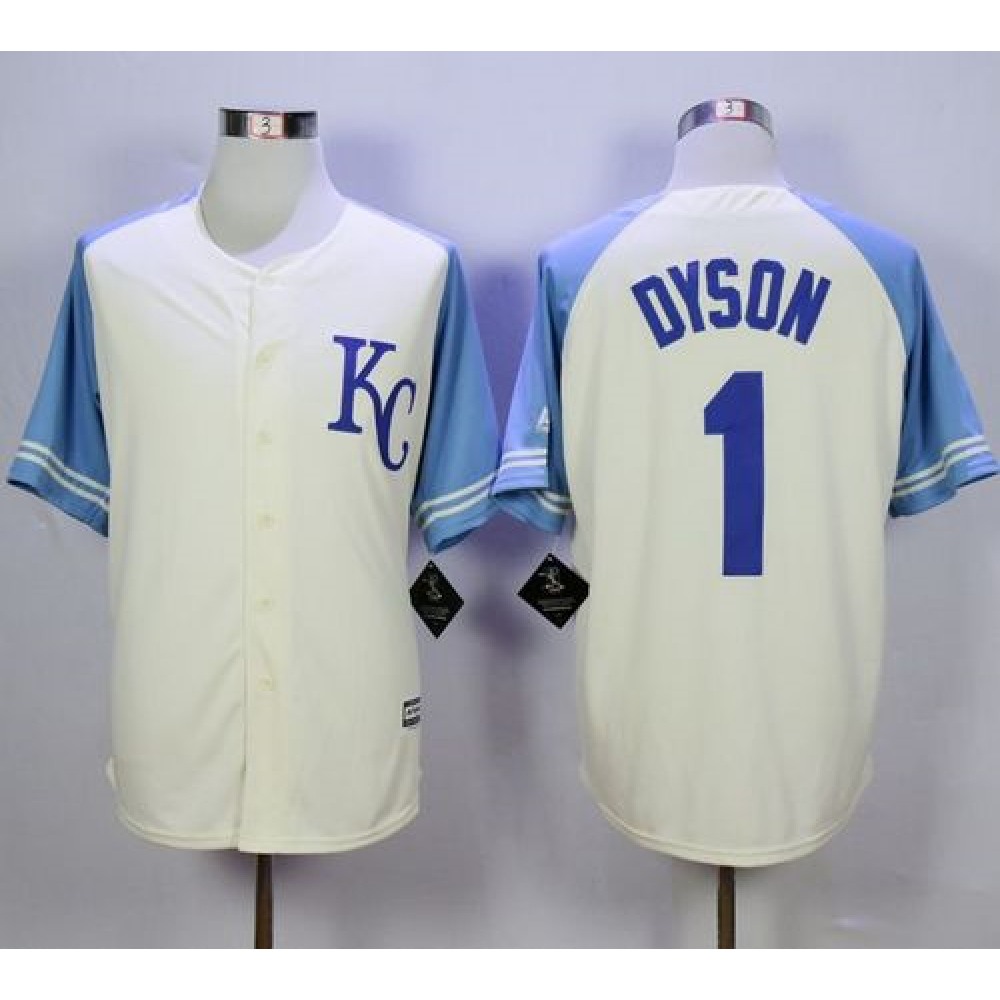Royals #1 Jarrod Dyson Cream Exclusive Vintage Stitched MLB Jersey 1