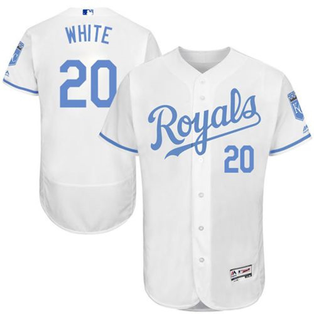 Royals #20 Frank White White Flexbase Authentic Collection 2016 Father's Day Stitched MLB Jersey 1