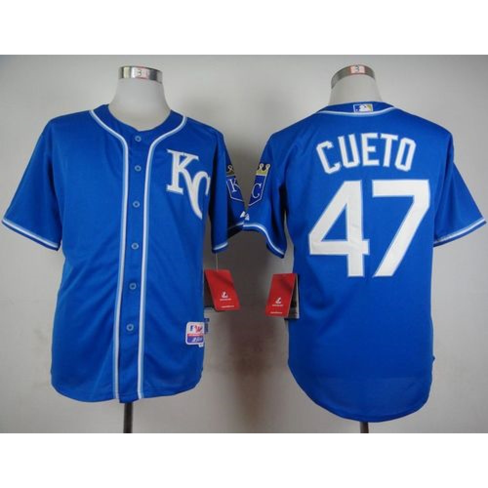 Royals #47 Johnny Cueto Light Blue Alternate 2 Cool Base Stitched MLB Jersey 1