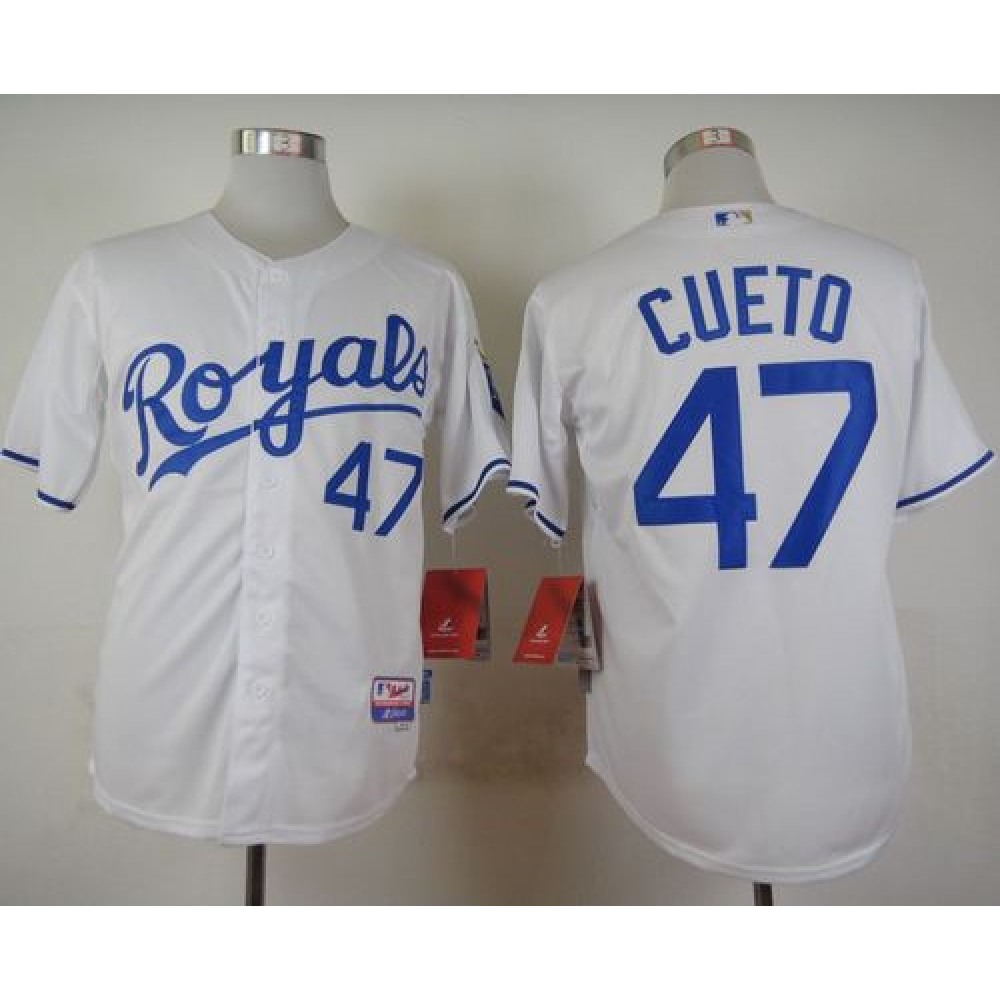 Royals #47 Johnny Cueto White Cool Base Stitched MLB Jersey 1