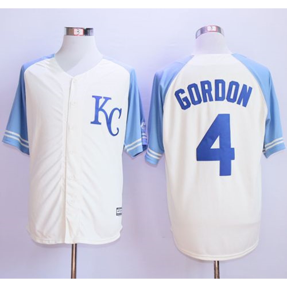 Royals #4 Alex Gordon Cream Exclusive Vintage Stitched MLB Jersey 1