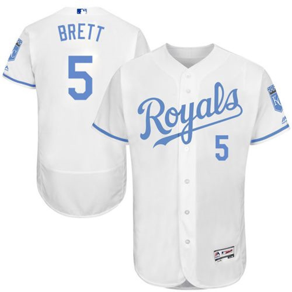 Royals #5 George Brett White Flexbase Authentic Collection 2016 Father's Day Stitched MLB Jersey 1