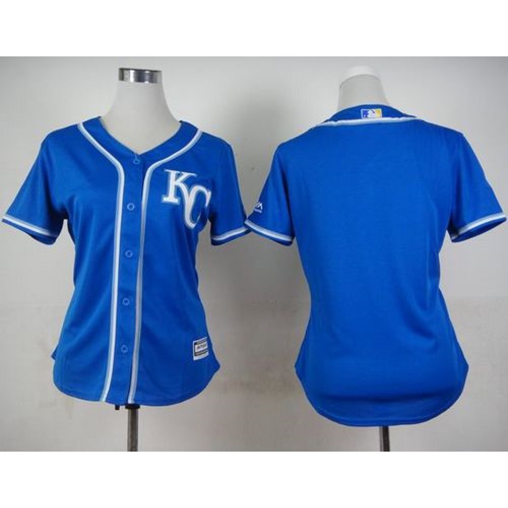 Royals Blank Blue Alternate 2 Women's Stitched MLB Jersey 1