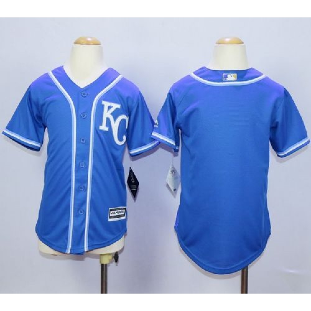 Royals Blank Blue Cool Base Stitched Youth MLB Jersey 1