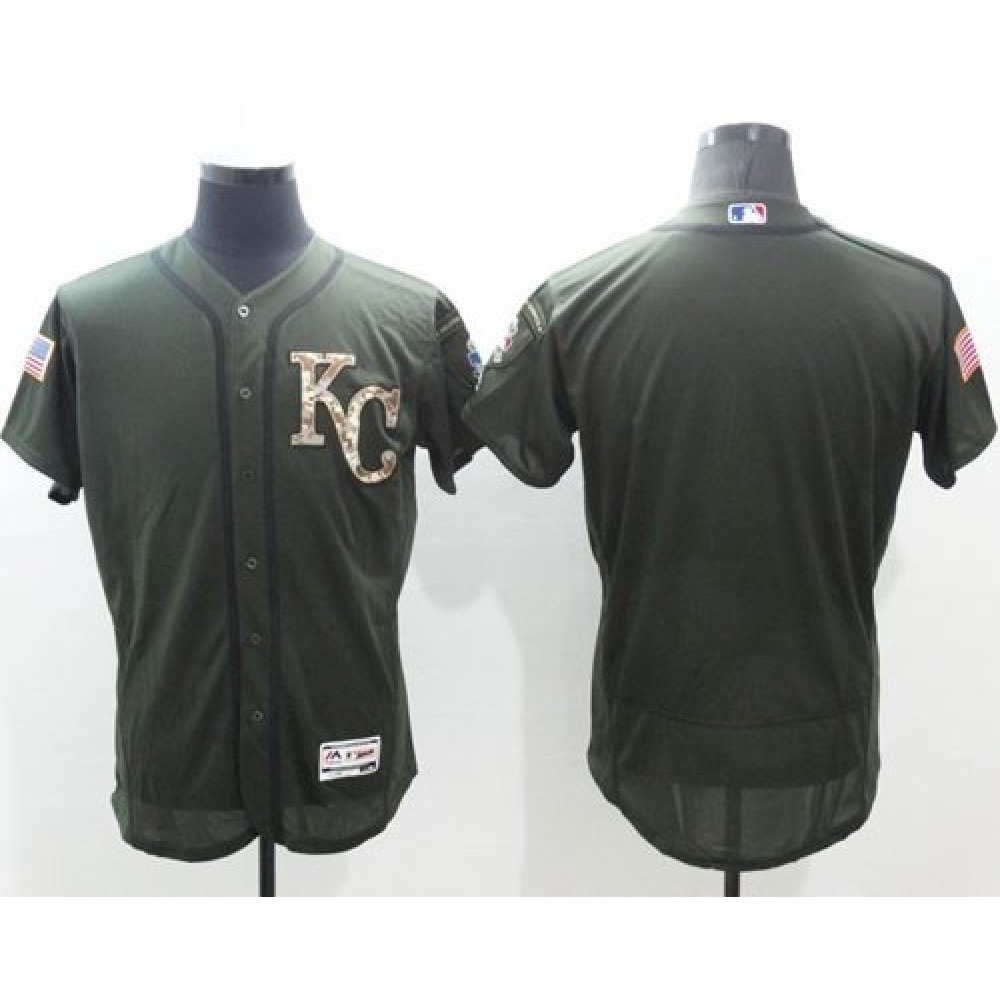 Royals Blank Green Flexbase Authentic Collection Salute to Service Stitched MLB Jersey 1