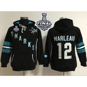 San Jose Sharks #12 Patrick Marleaui Black 2016 Stanley Cup Final Patch Women's Old Time Heidi Hoodie NHL Hoodie