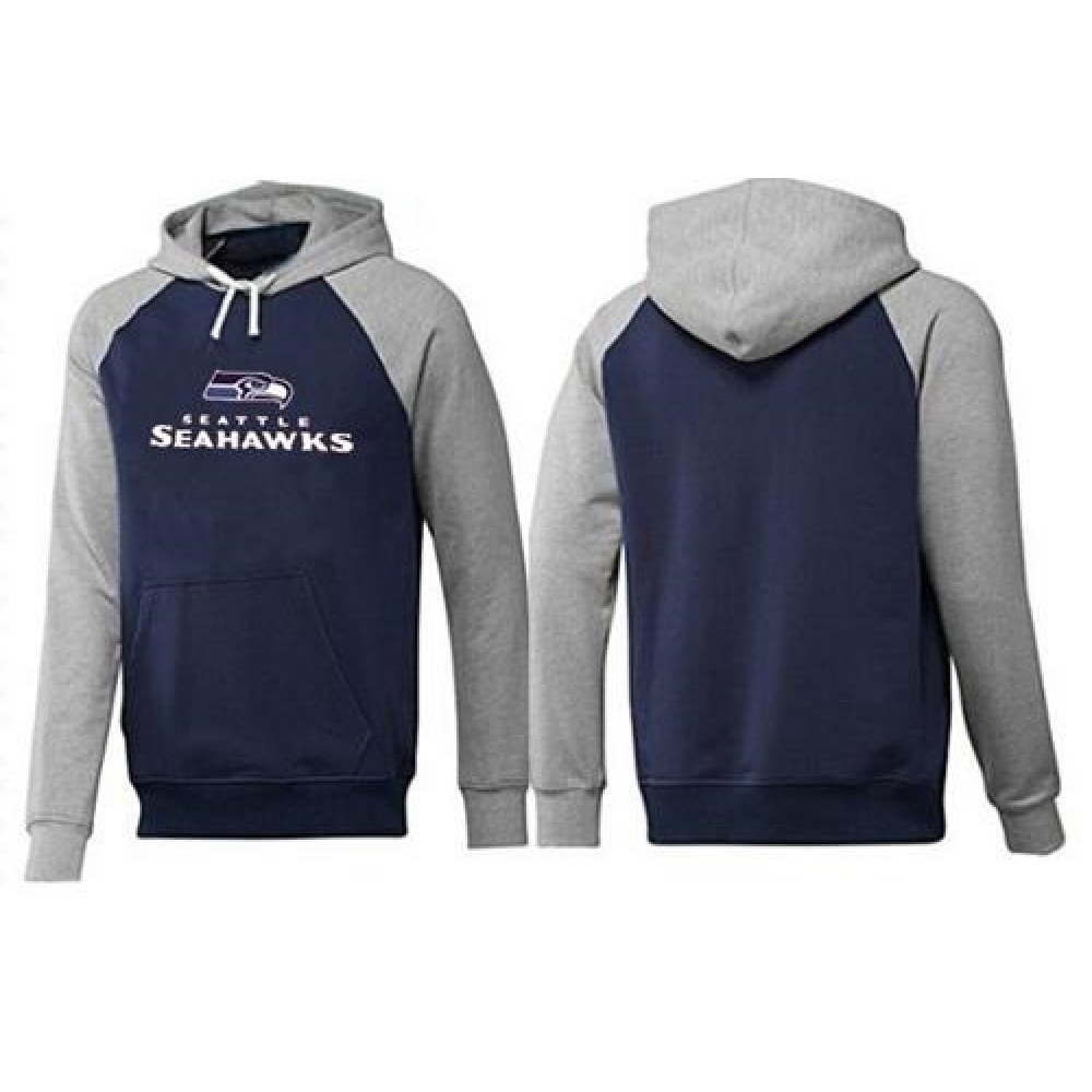 Seattle Seahawks Authentic Logo Pullover Hoodie Dark Blue & Grey 1