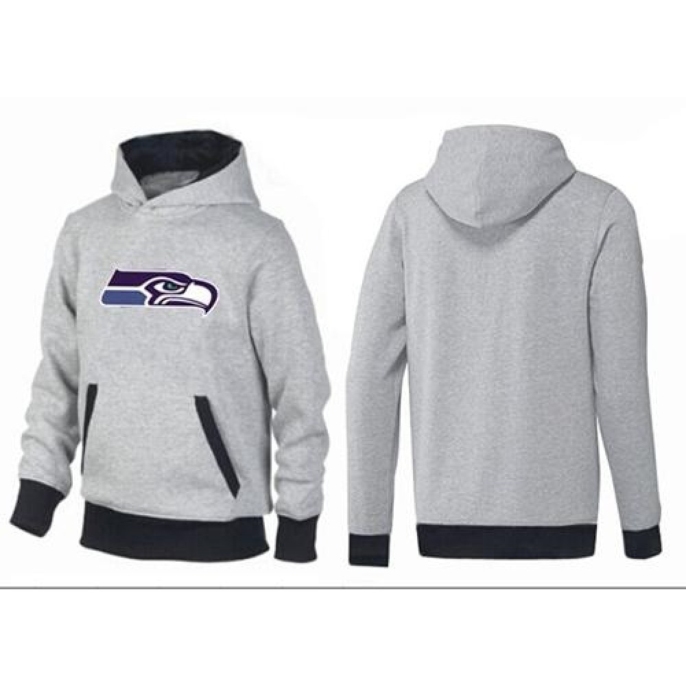 Seattle Seahawks Logo Pullover Hoodie Grey & Black 1