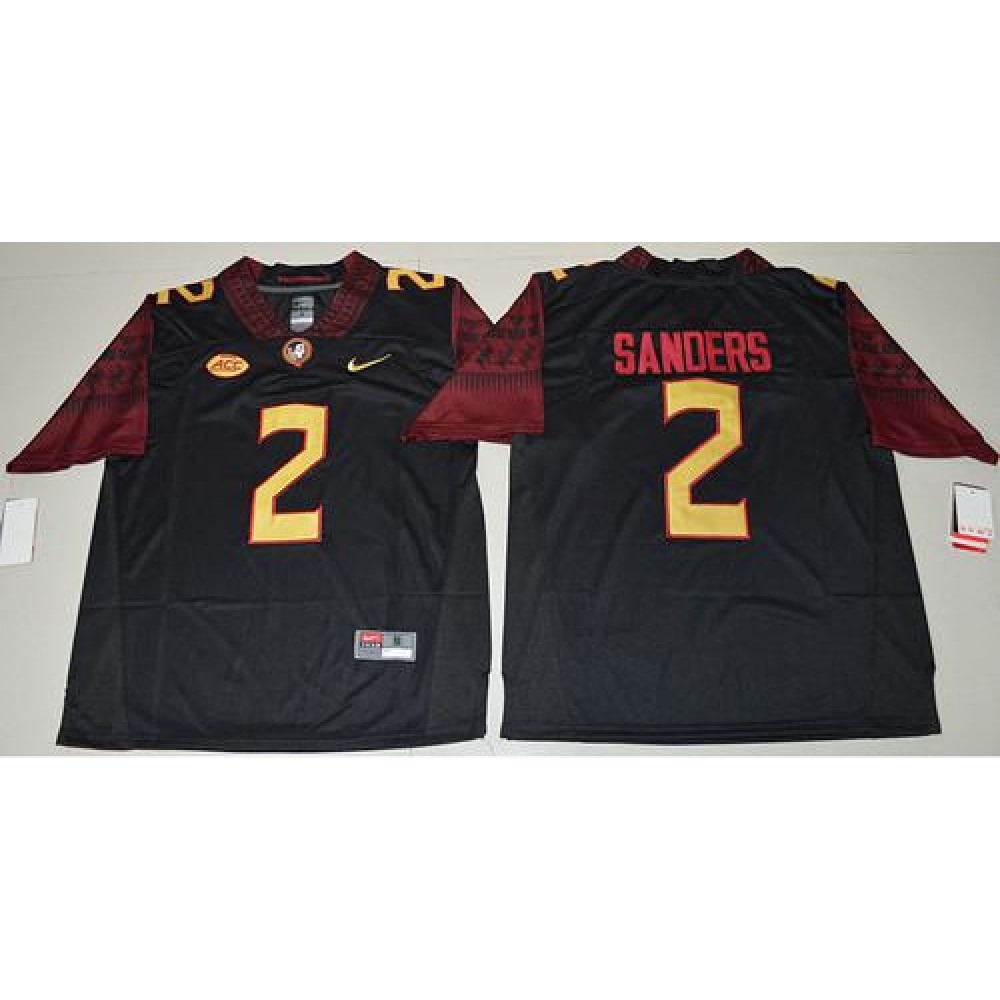Seminoles #2 Deion Sanders Black Limited Stitched NCAA Limited Jersey 1