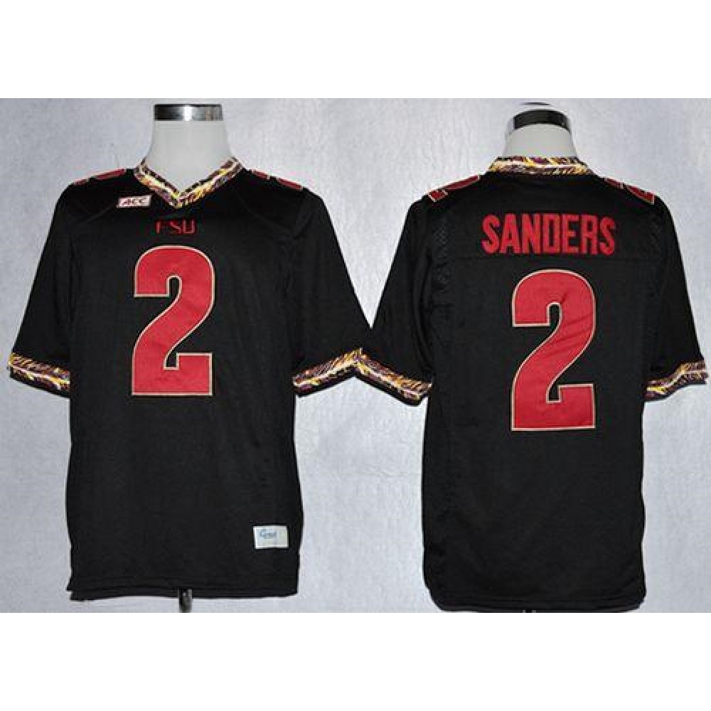 Seminoles #2 Deion Sanders Black Stitched NCAA Jersey 1