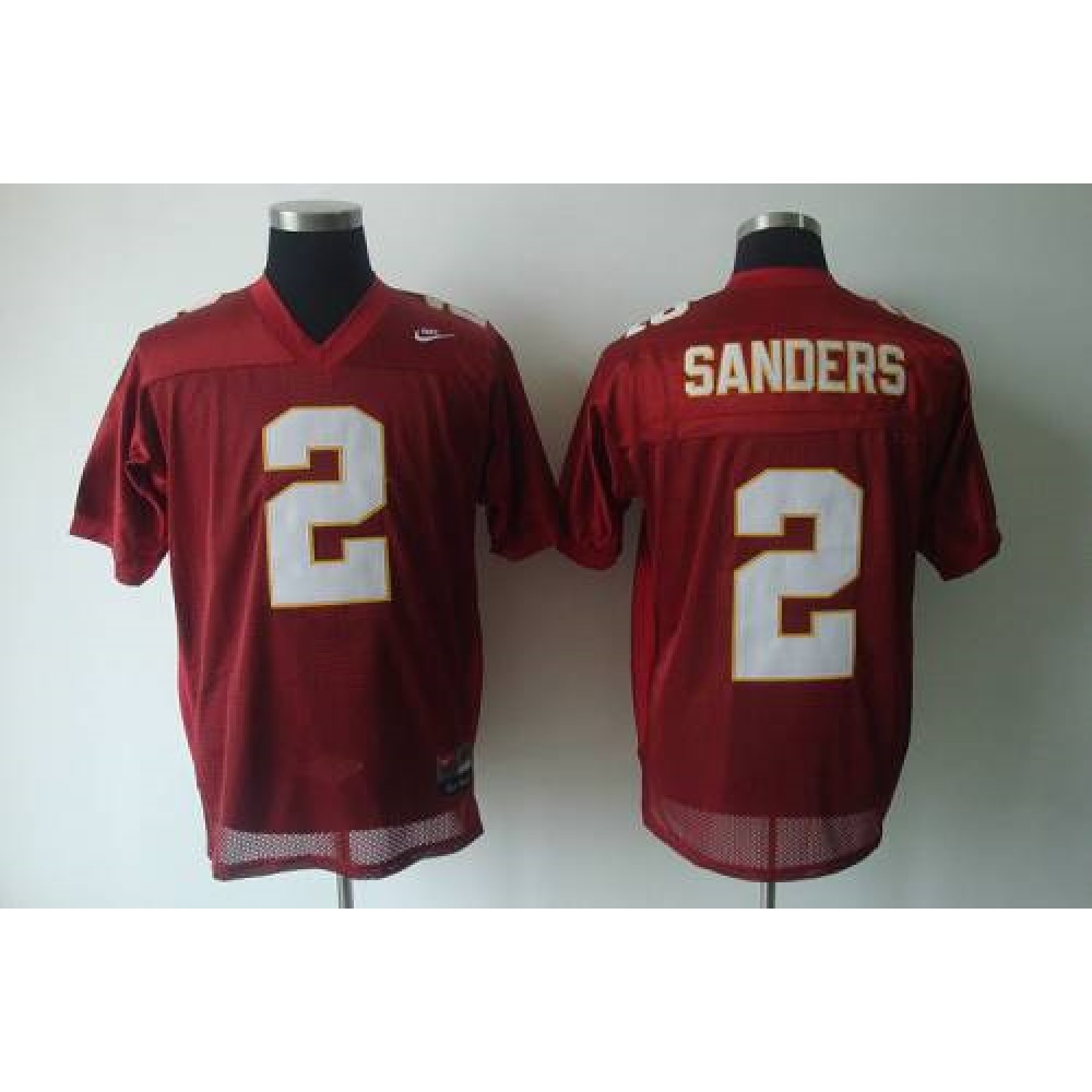 Seminoles #2 Deion Sanders Red Stitched NCAA Jersey 1