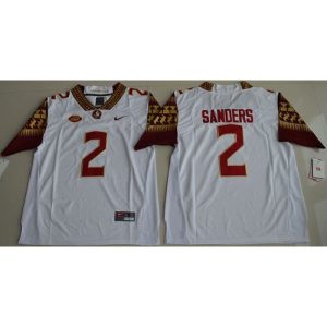 Seminoles #2 Deion Sanders White Limited Stitched NCAA Limited Jersey