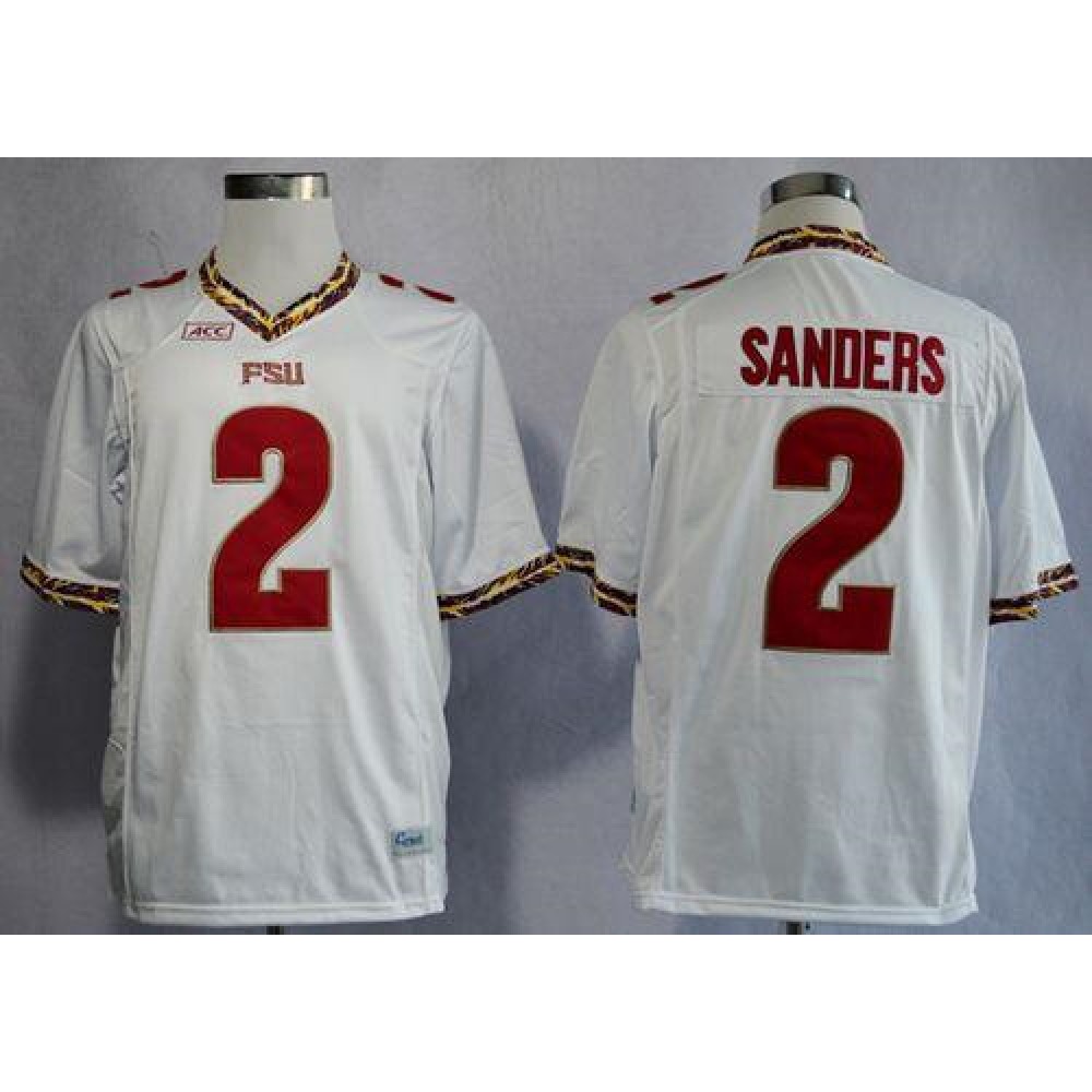 Seminoles #2 Deion Sanders White New Stitched NCAA Jersey 1