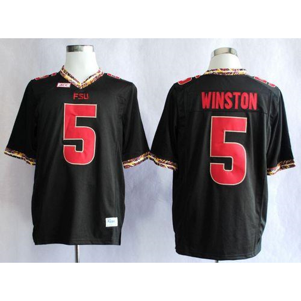 Seminoles #5 Jameis Winston Black Stitched NCAA Jersey 1
