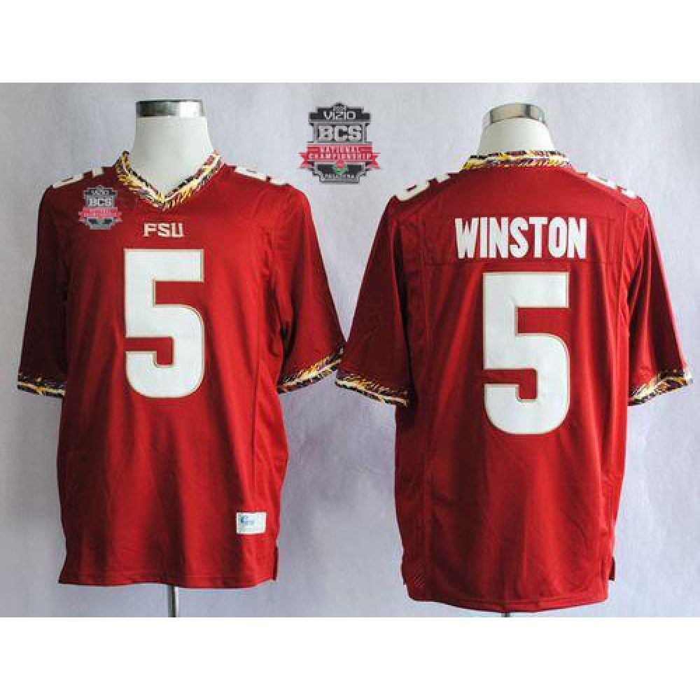 Seminoles #5 Jameis Winston Red 2014 BCS Bowl Patch Stitched NCAA Jersey 1