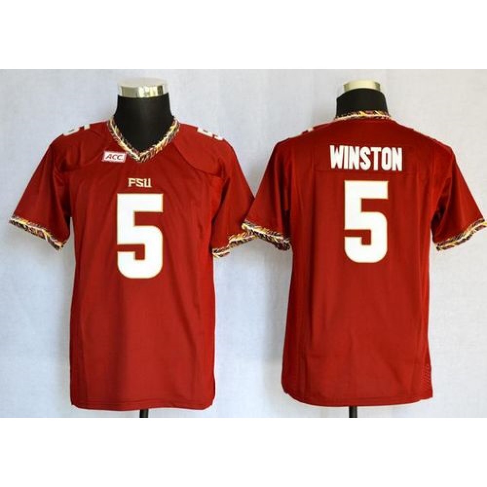 Seminoles #5 Jameis Winston Red Stitched Youth NCAA Jersey 1