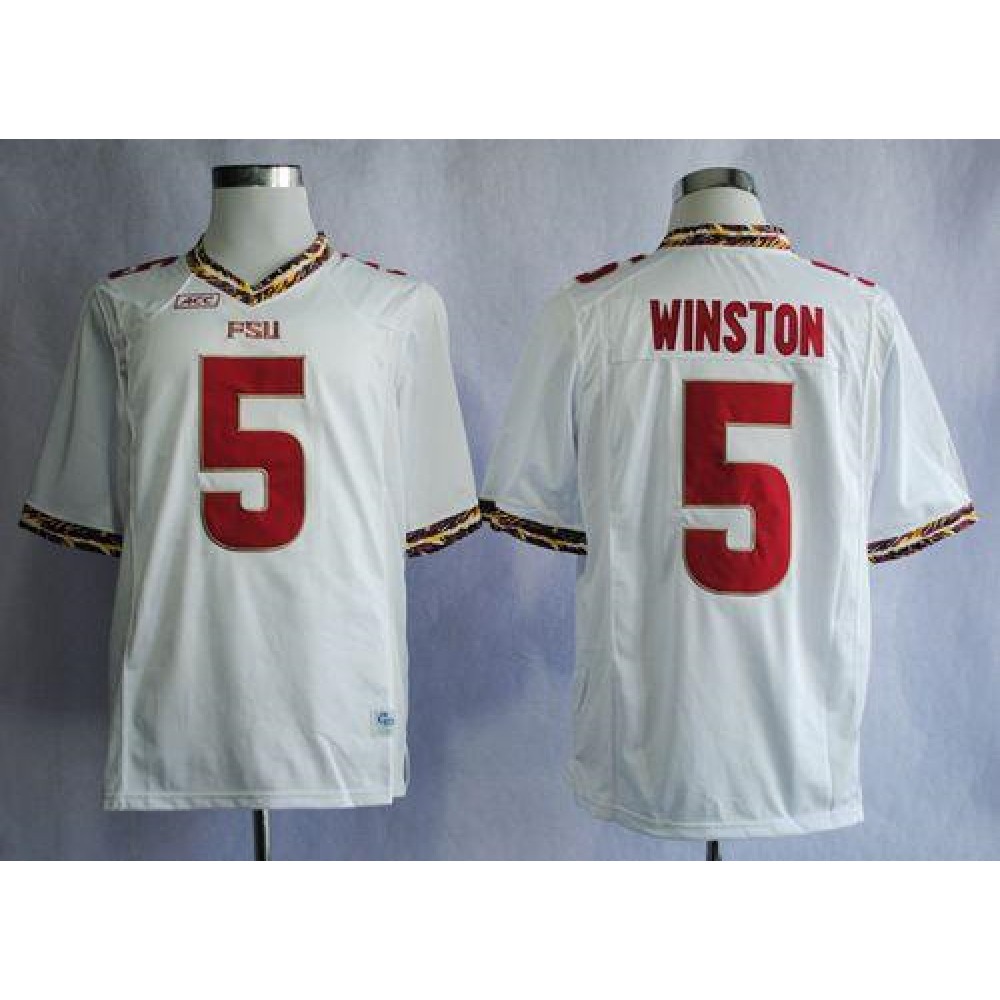 Seminoles #5 Jameis Winston White Stitched NCAA Jersey 1
