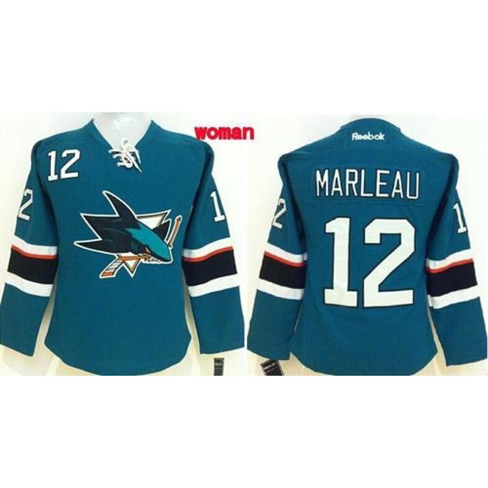 Sharks #12 Patrick Marleau Teal Women's Home Stitched NHL Jersey 1