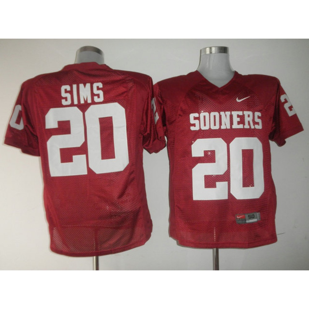 Sooners #20 Billy Sims Red Stitched NCAA Jersey 1