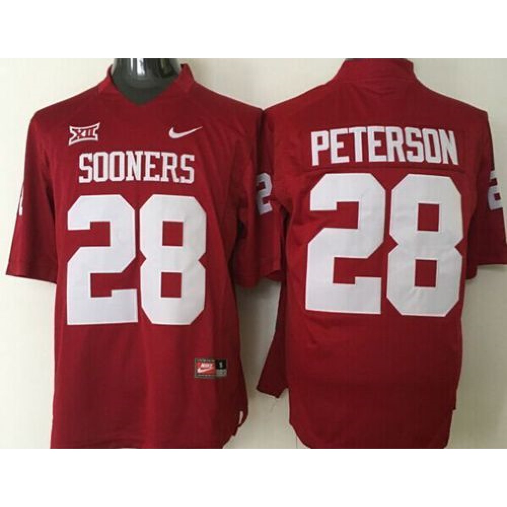Sooners #28 Adrian Peterson Red Stitched NCAA Jersey 1