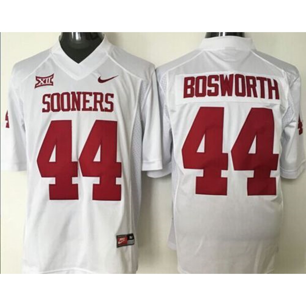 Sooners #44 Brian Bosworth White XII Stitched NCAA Jersey 1