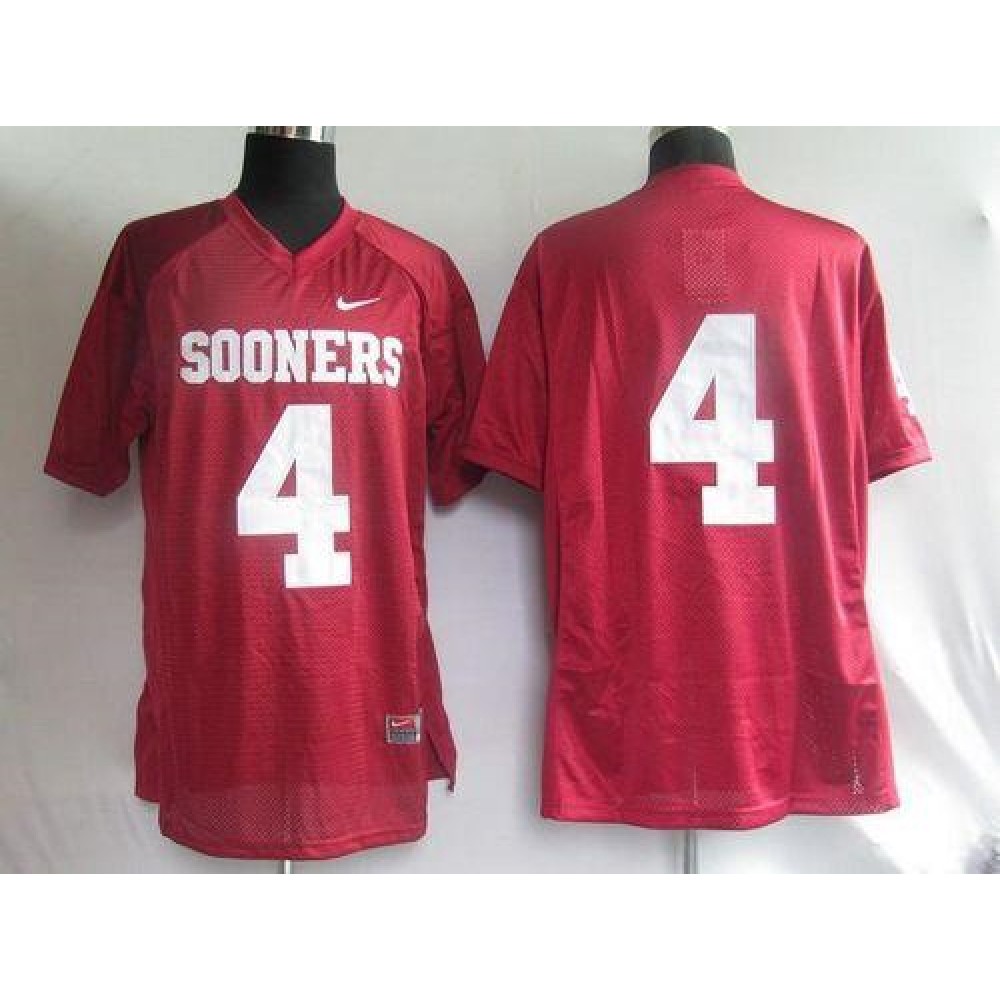 Sooners #4 Red Stitched NCAA Jersey 1