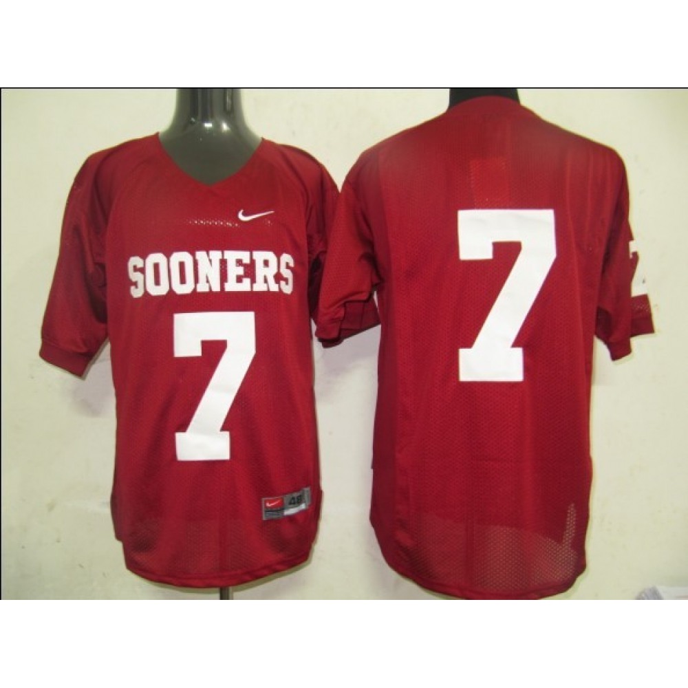Sooners #7 Red Stitched NCAA Jersey 1
