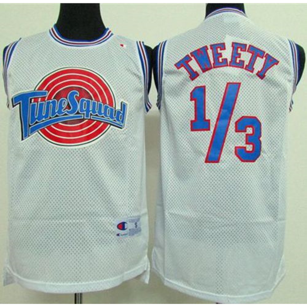 Space Jam Tune Squad 1/3 Tweety White Stitched Basketball Jersey 1