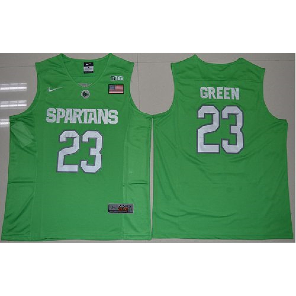 Spartans #23 Draymond Green Apple Green Authentic Basketball Stitched NCAA Jersey 1