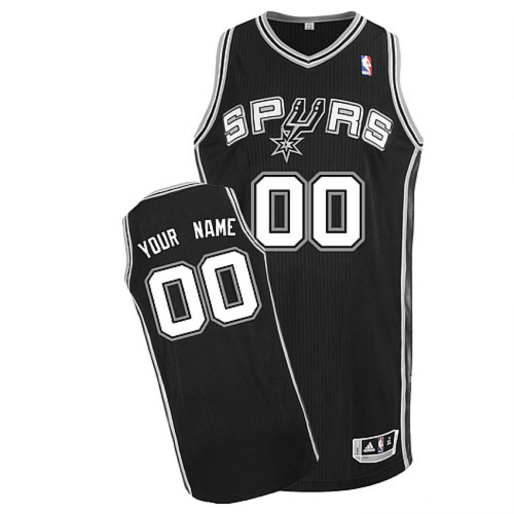 Men's San Antonio Spurs Black Authentic Custom Jersey 1