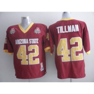 Sun Devils #42 Pat Tillman Red 1997 Rose Bowl Patch Stitched NCAA Jersey