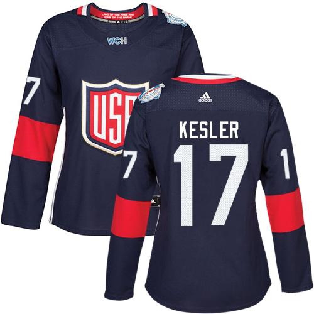 Team USA #17 Ryan Kesler Navy Blue 2016 World Cup Women's Stitched NHL Jersey 1