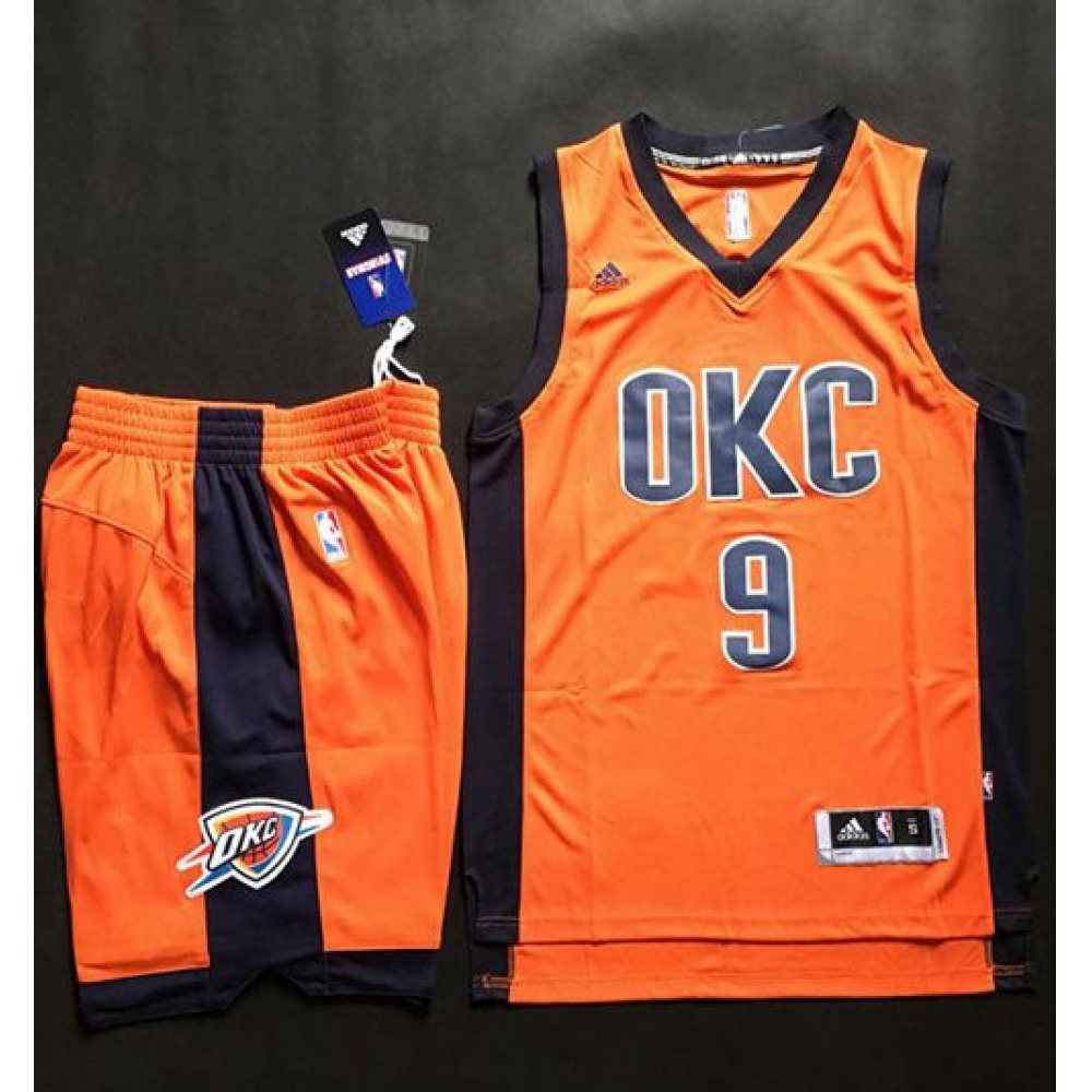 Thunder #9 Serge Ibaka Orange Alternate A Set Stitched NBA Jersey 1