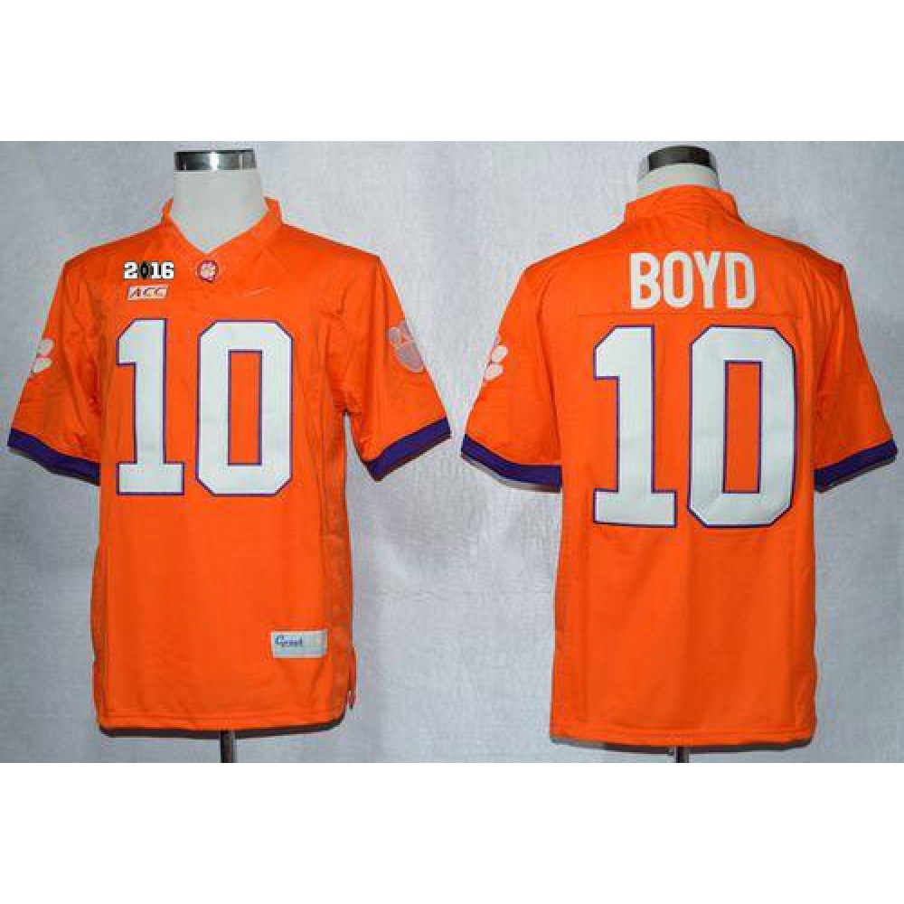 Tigers #10 Tajh Boyd Orange Limited 2016 College Football Playoff National Championship Patch Stitched NCAA Jersey 1