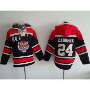 Tigers #24 Miguel Cabrera Black Sawyer Hooded Sweatshirt MLB Hoodie