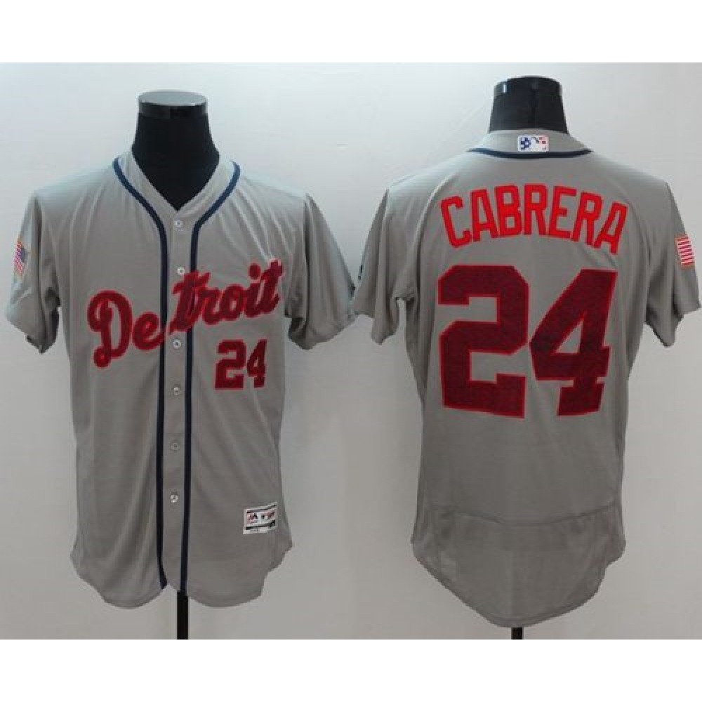 Tigers #24 Miguel Cabrera Grey Fashion Stars & Stripes Flexbase Authentic Stitched MLB Jersey 1