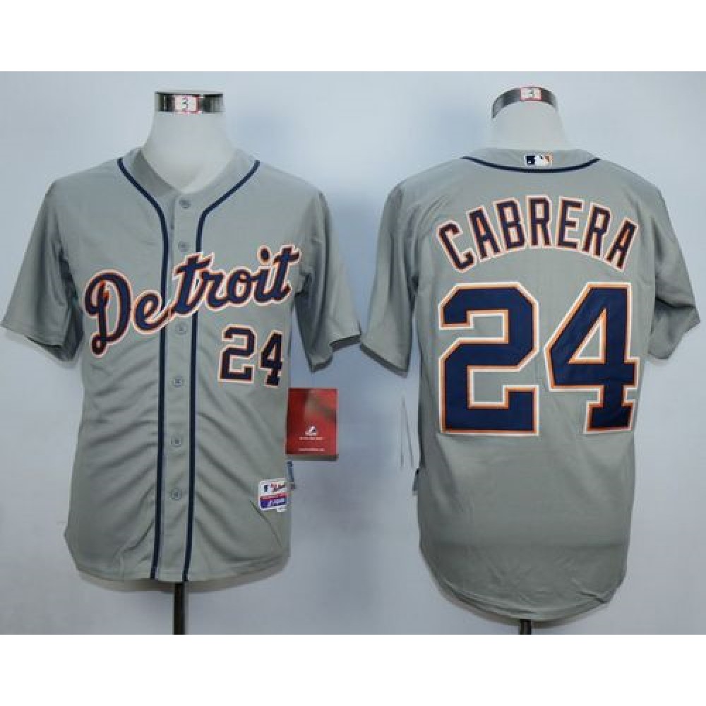 Tigers #24 Miguel Cabrera Grey Stitched MLB Jersey 1