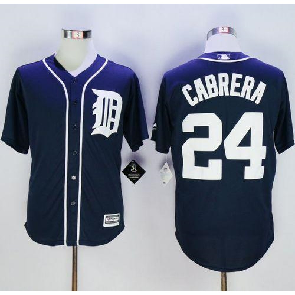 Tigers #24 Miguel Cabrera Navy Blue New Cool Base Stitched MLB Jersey 1
