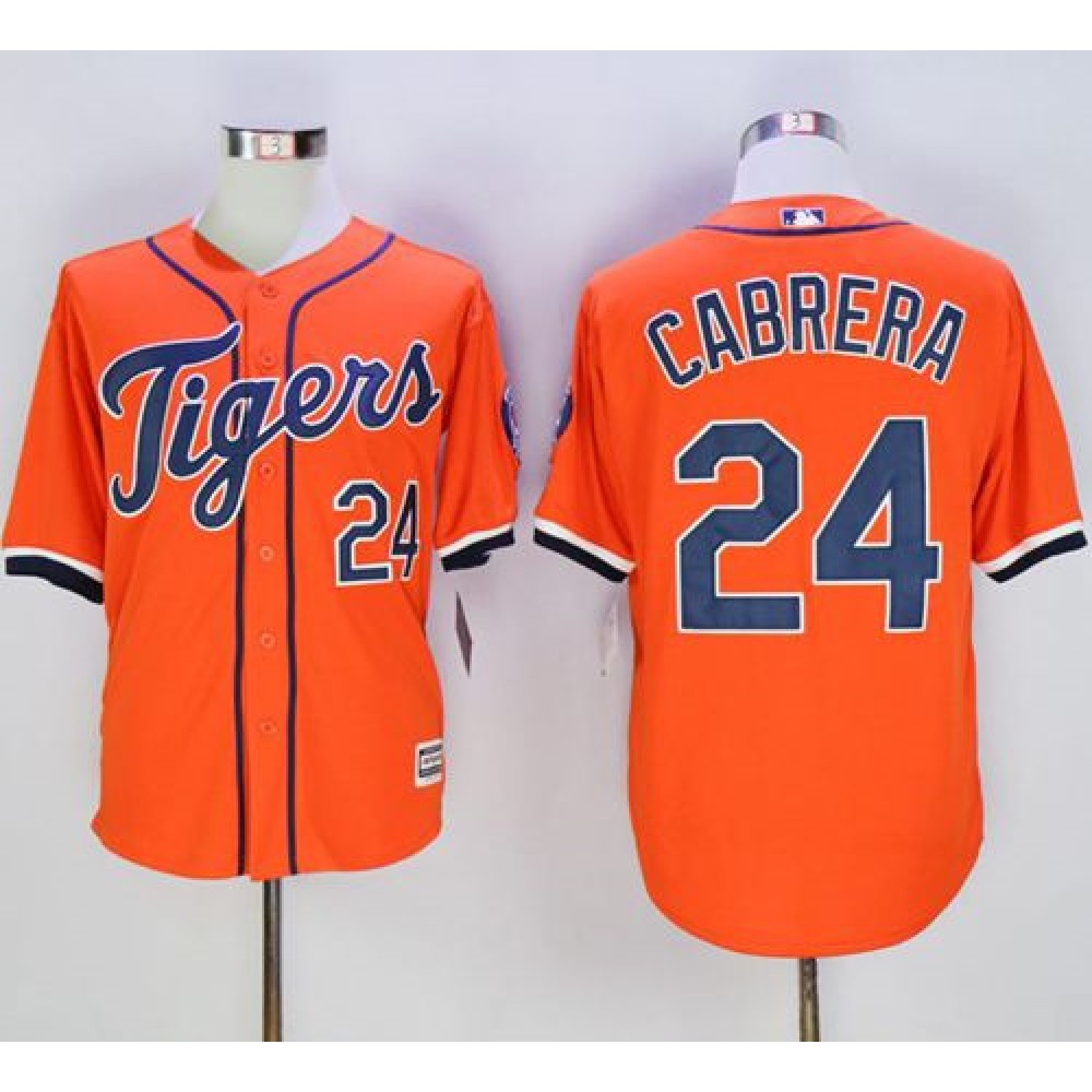 Tigers #24 Miguel Cabrera Orange New Cool Base Stitched MLB Jersey 1