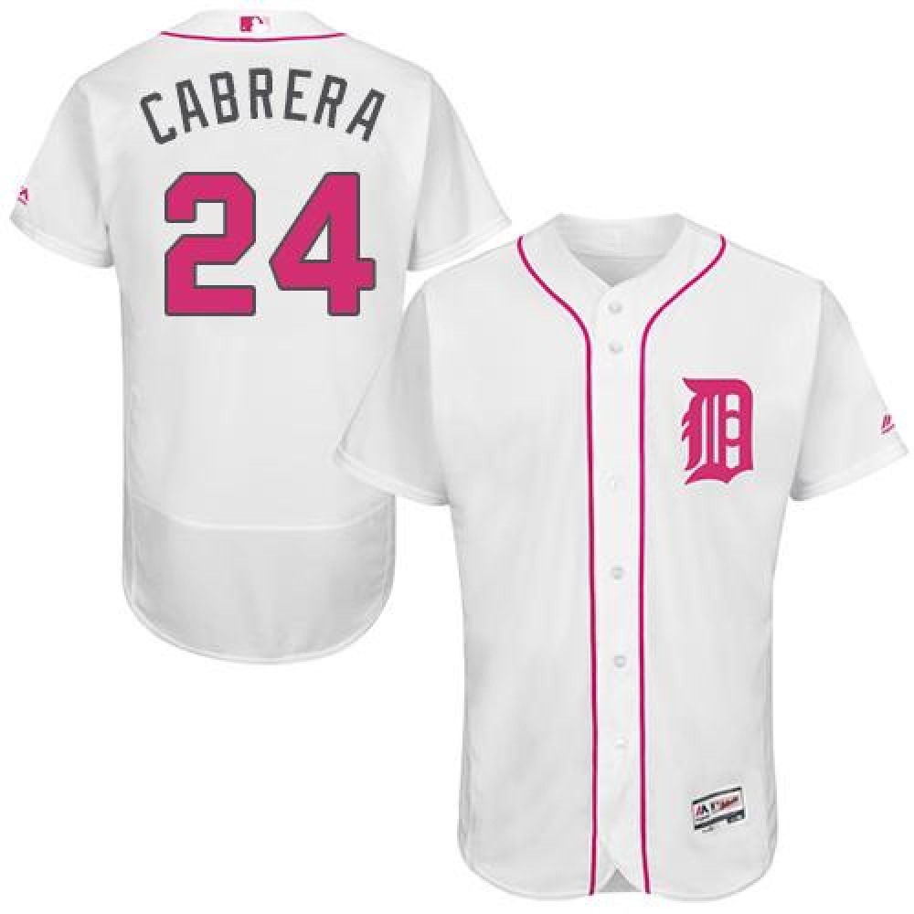 Tigers #24 Miguel Cabrera White Flexbase Authentic Collection 2016 Mother's Day Stitched MLB Jersey 1