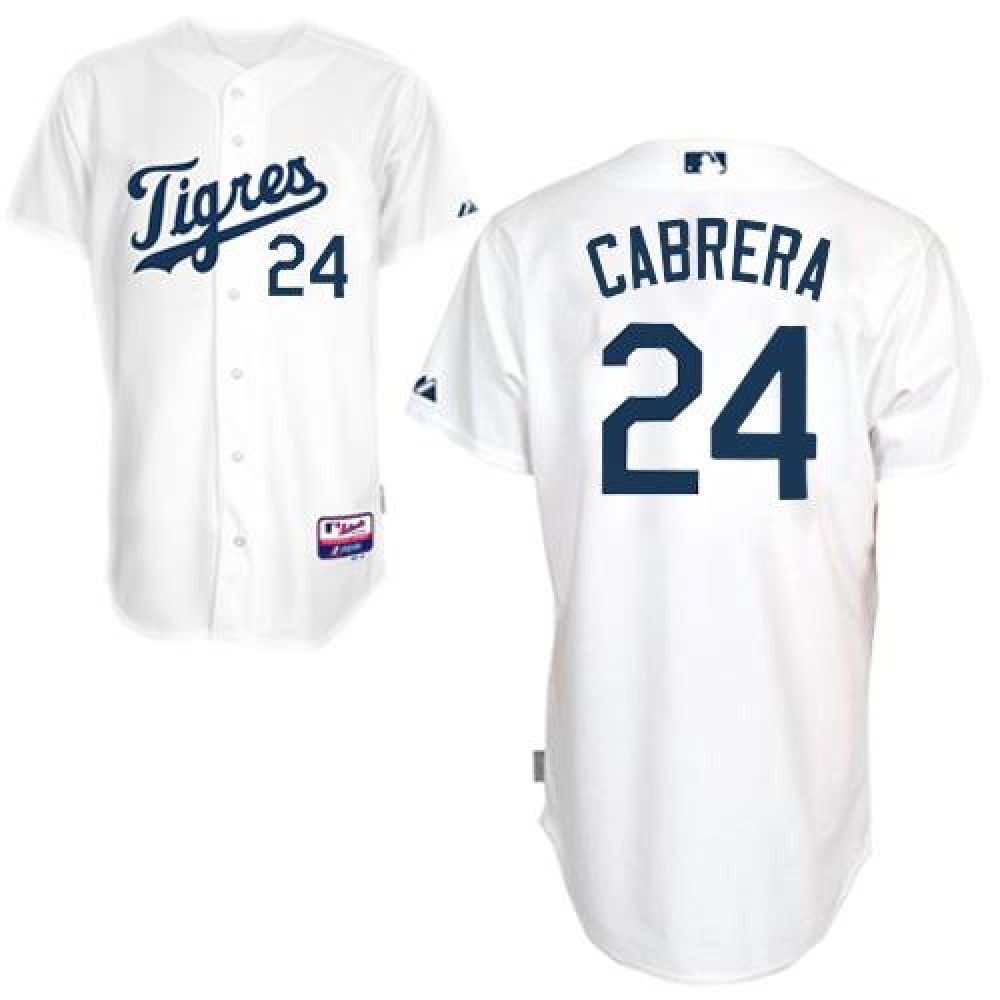 Tigers #24 Miguel Cabrera White Home"Los Tigres" Stitched MLB Jersey 1