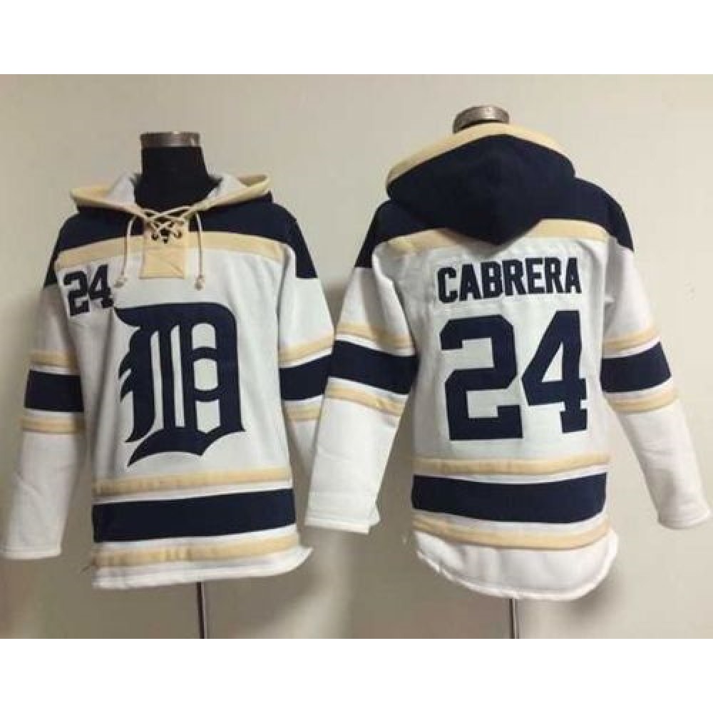 Tigers #24 Miguel Cabrera White Sawyer Hooded Sweatshirt MLB Hoodie 1