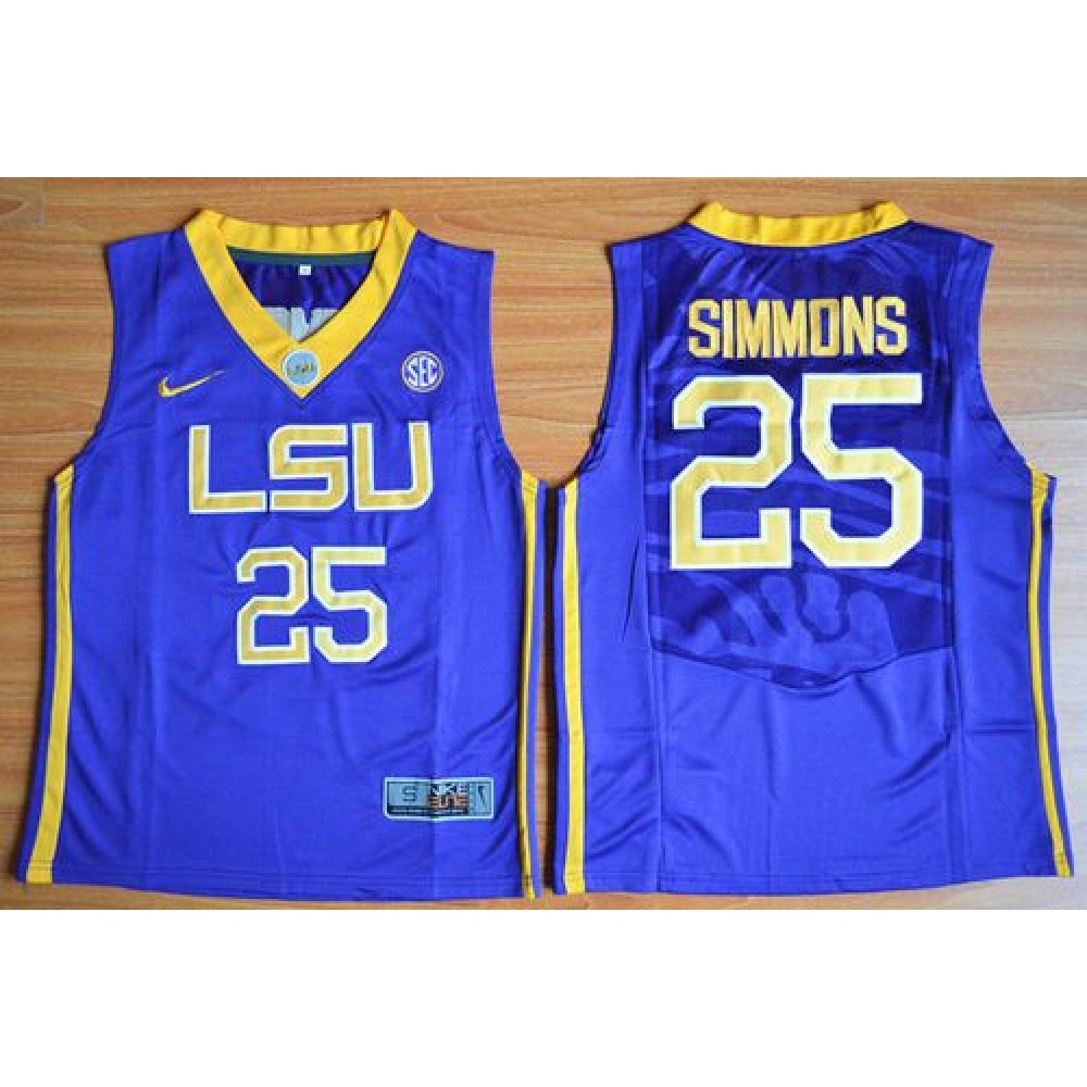 Tigers #25 Ben Simmons Purple Basketball Stitched Youth NCAA Jersey 1