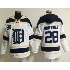 Tigers #28 J. D. Martinez White Sawyer Hooded Sweatshirt MLB Hoodie