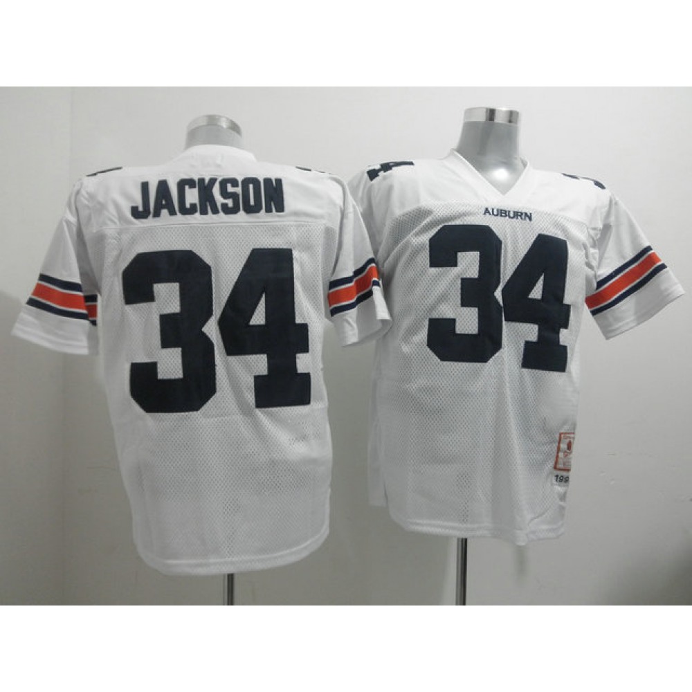 Tigers #34 Bo Jackson White Throwback Stitched NCAA Jersey 1