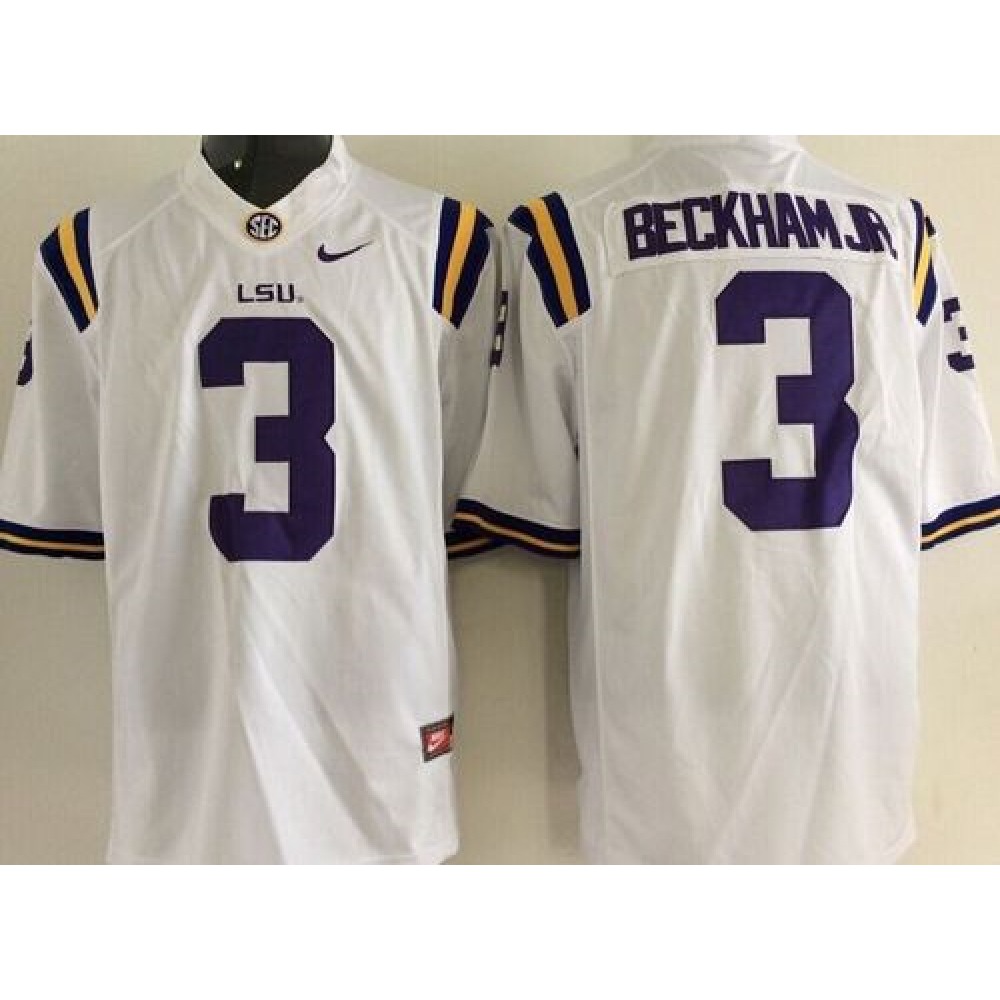 Tigers #3 Odell Beckham Jr White Limited Stitched Youth NCAA Jersey 1