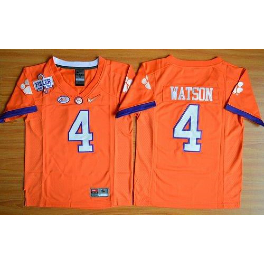 Tigers #4 Deshaun Watson Orange 2016 National Championship Stitched Youth NCAA Jersey 1